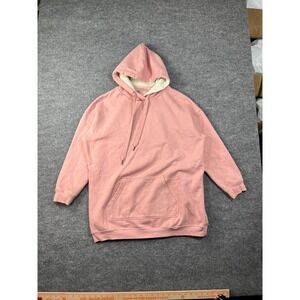 No Boundaries Hoodie Womens 2XL Pink Sherpa Lined Relaxed Oversized Cozy Winter